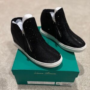NIB Lauren Lorraine Charlie Black Sparkle Women's Sneakers